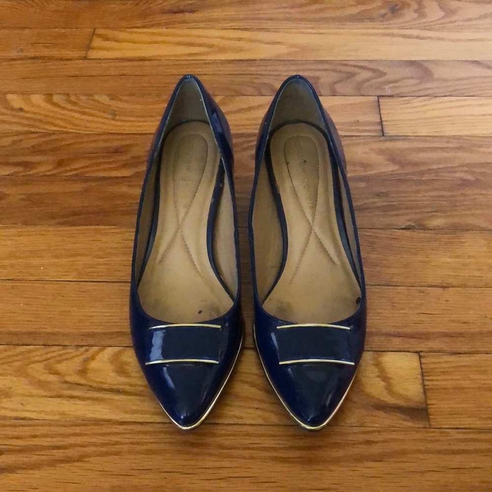 Size 6 1/2 Blue Patent Leather Buckle Heels